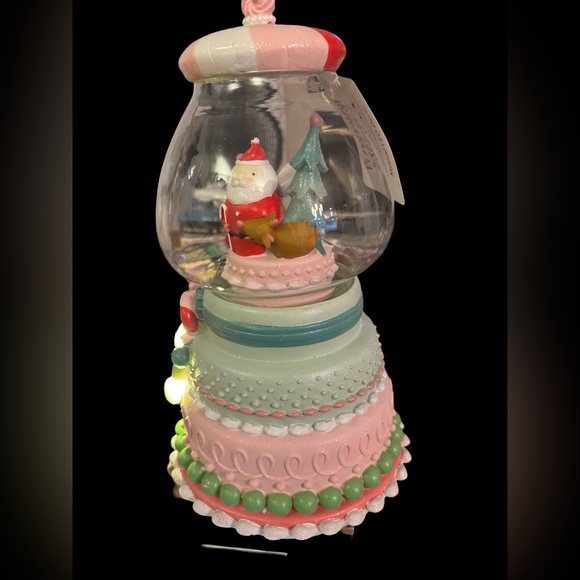 14" Peppermint Square  Pastel pink light up Musical Candy Gumball Machine Santa - Picture 3 of 5